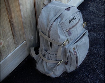 Embroidered Back Pack, Fathers day gift, Gift for him, Personalize Gift for Men with Initial, Travel Bag, Duffel Bag, Canvas Bag, hiking bag