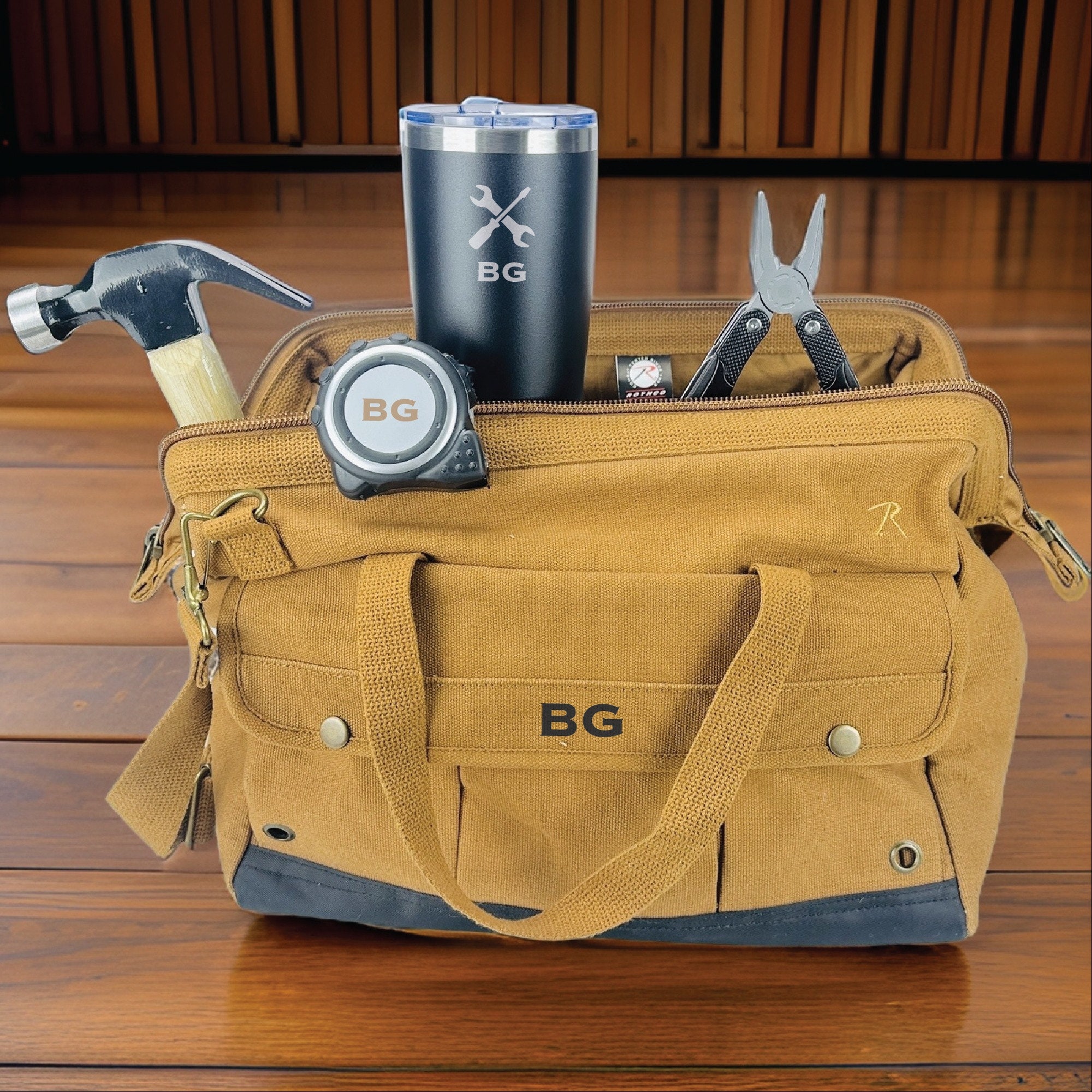 Personalized Tool Bag, Gifts for Builders, Custom Tool carrier, Essential Tool Bag, Renovator Gift Set, Construction Work Gift, Dad Gifts