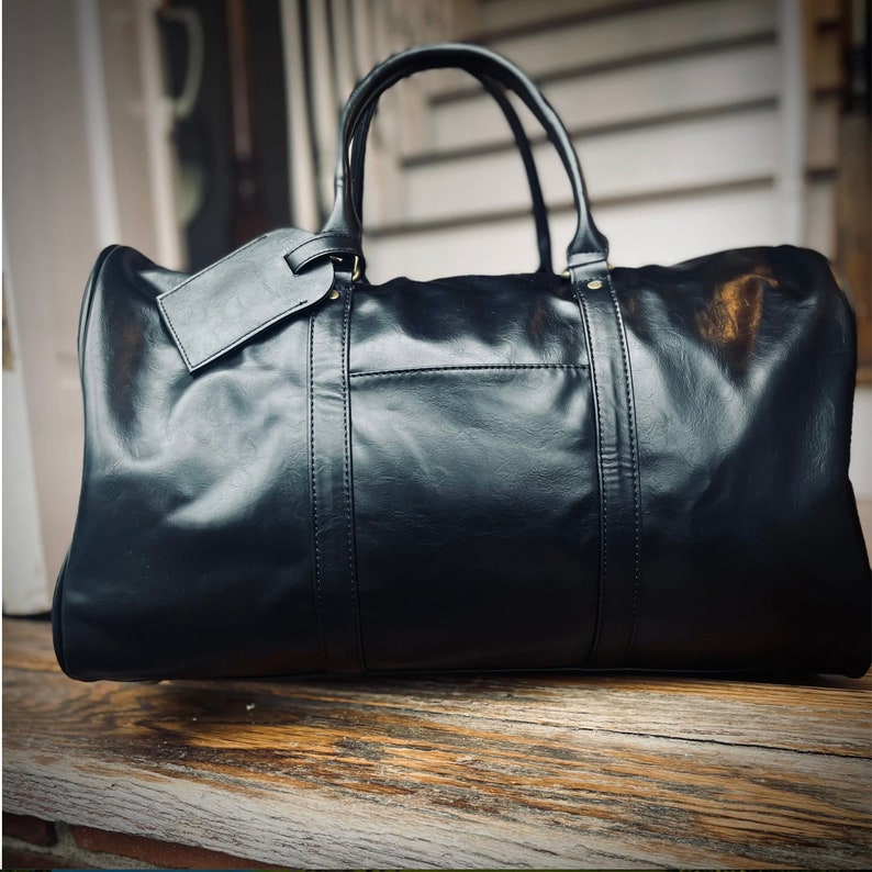 Men's Leather Weekender Bag, Stylish Men's Duffle, Monogrammed Travel Duffle bag, Groomsmen Gift Leather Duffle Bag, Groomsman Gift Bag image 9