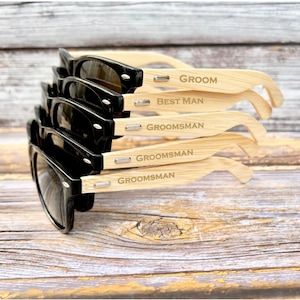 Personalized Groomsmen Sunglasses, Engraved Wood Grain Sunglasses, Wedding Party Favors, Bachelor Party Gift, Groomsman Proposal Gift