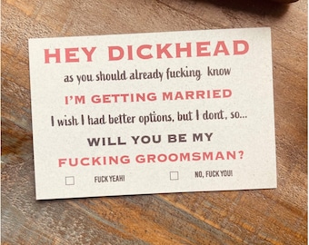 Funny Groomsmen Information Card, groomsmen proposal card, Printable, inappropriate card , cardstock.