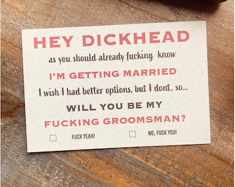 Funny Groomsmen Proposal Card, Inappropriate Wedding Card (Printable)