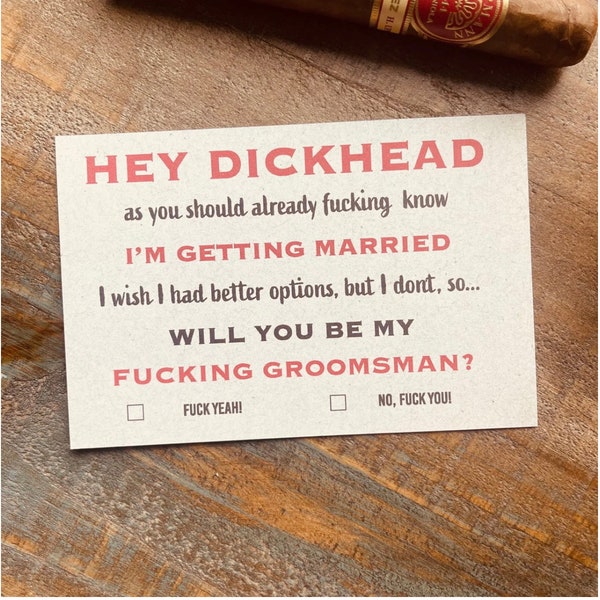 Funny Groomsmen Information Card, groomsmen proposal card, Printable, inappropriate card , cardstock.