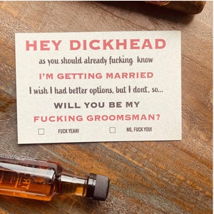 Funny Groomsmen Information Card, groomsmen proposal card, Printable, inappropriate card , cardstock. image 3