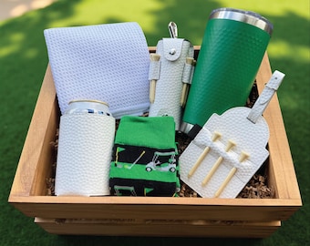 Golf Gift Basket Set – 7 Piece Personalized Golf Gift for Men, Father’s Day, Birthday, Tournament Prize, Golfer Accessories