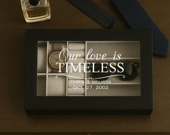 Personalized Men's Vegan Leather Valet Box, Anniversary Keepsake
