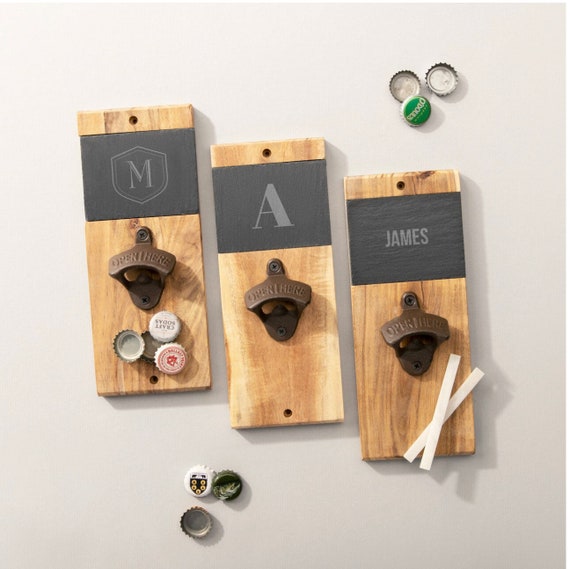 Personalsed Wall Mounted Bottle Opener, Wood Magnetc Opener, Wood