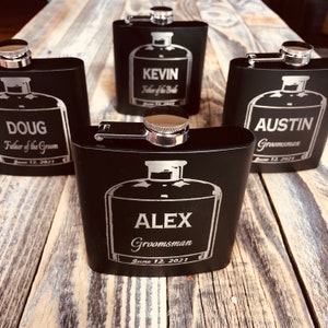 Personalized flask, Engraved flask,  groomsmen gift, bachelor party gift, Hip Flask for wedding, Upto Set of 8, Perfect gift for him