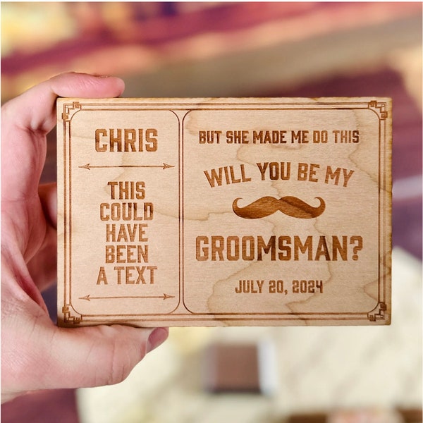 Wooden Wedding Party Proposal Cards, Unique Proposal Cards, Handmade Groomsman Card, Cherry Wood Groomsman Card