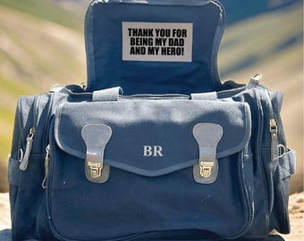 Personalized Canvas Duffle Bag, Embroidered Weekender Travel Gym Bag for Men, Monogrammed Carry On, Groomsmen Gift for Him