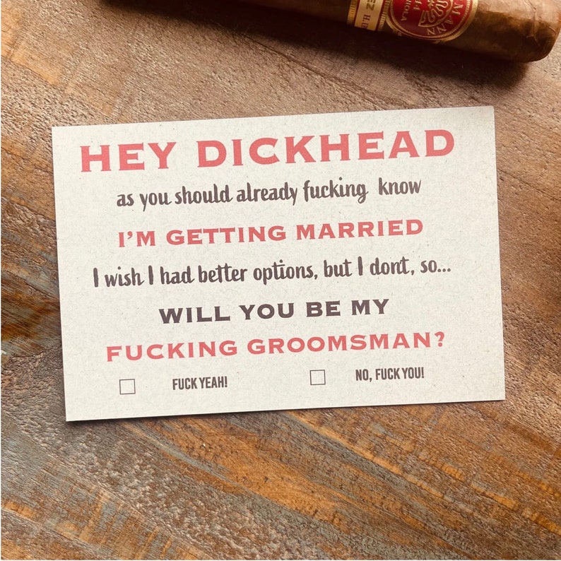 Funny Groomsmen Information Card, groomsmen proposal card, Printable, inappropriate card , cardstock. image 2