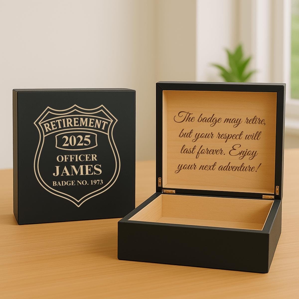 Record Retire Box Police Retirement Keepsake Box, Personalized Law Enforcement Gift ...