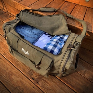 Weekender Bag for Men, Personalized Duffle Bag, Gift for Men, Canvas Duffle Bag, Embroidered carry on bag, Monogram Travel Bag, Duffel Bag, image 5
