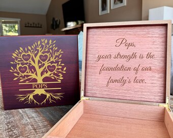 Custom Family Tree Keepsake Box, Mother's Day Keepsake Box, Engraved Wooden Memory Box with Custom Family Tree, Gift for Mom, Grandma, Wife