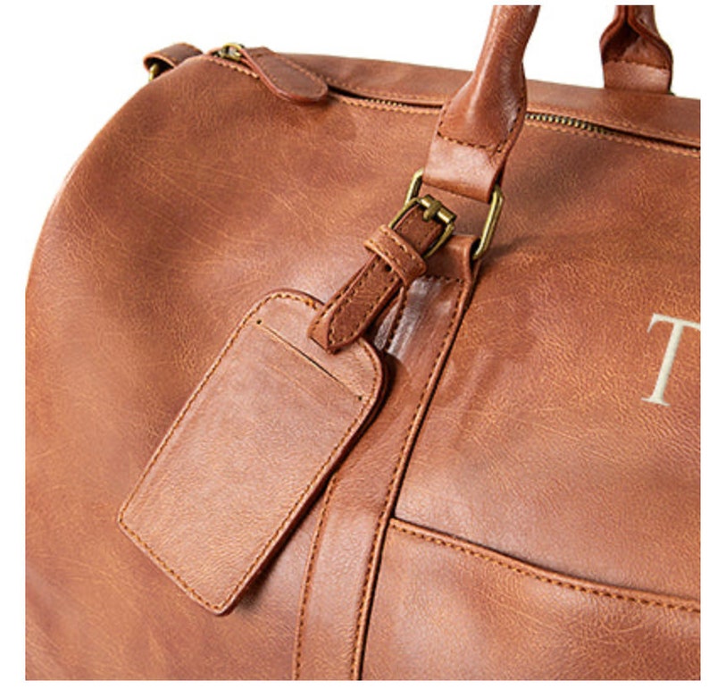 Men's Leather Weekender Bag, Stylish Men's Duffle, Monogrammed Travel Duffle bag, Groomsmen Gift Leather Duffle Bag, Groomsman Gift Bag image 8