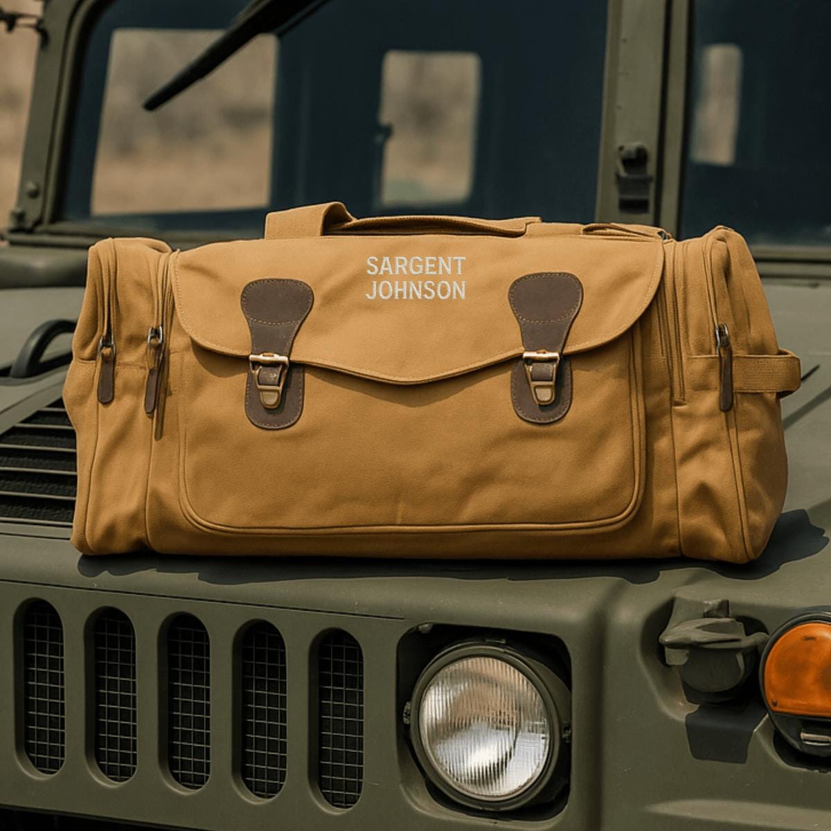 Embroidered Military Duffle Bag: Rugged Canvas Travel Gym Bag