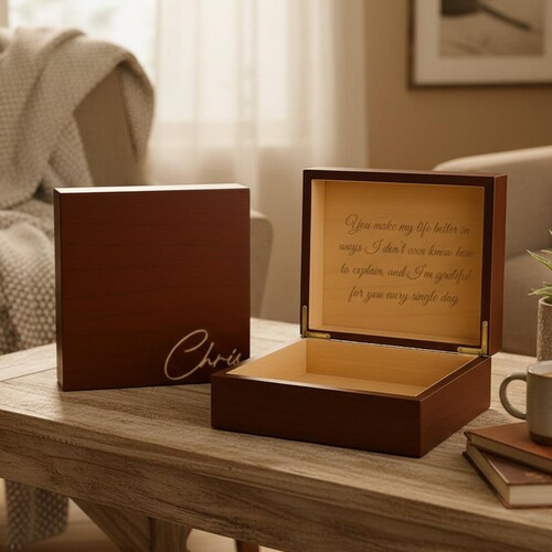 Wooden Keepsake Box Set, Sentimental gifts, Wood Anniversary gift, Custom Engraved Gift Set, Memento Box, Personalized Wedding Day Gift.