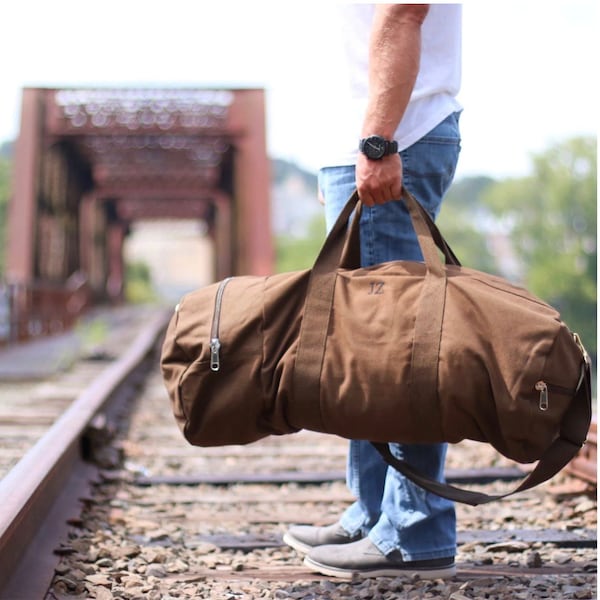 Combat Duffle Bag, Personalized Duffle Bag, Gift for Men, Canvas Duffle Bag, Embroidered carry on bag, Monogram Travel Bag, Mens weekend bag