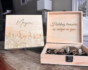 Sentimental Moments Keepsake Box, Wooden Keepsake Box, Custom Message Keepsake, Wood Memento Box, Wooden Gift Box for Her, Wood Anniversary