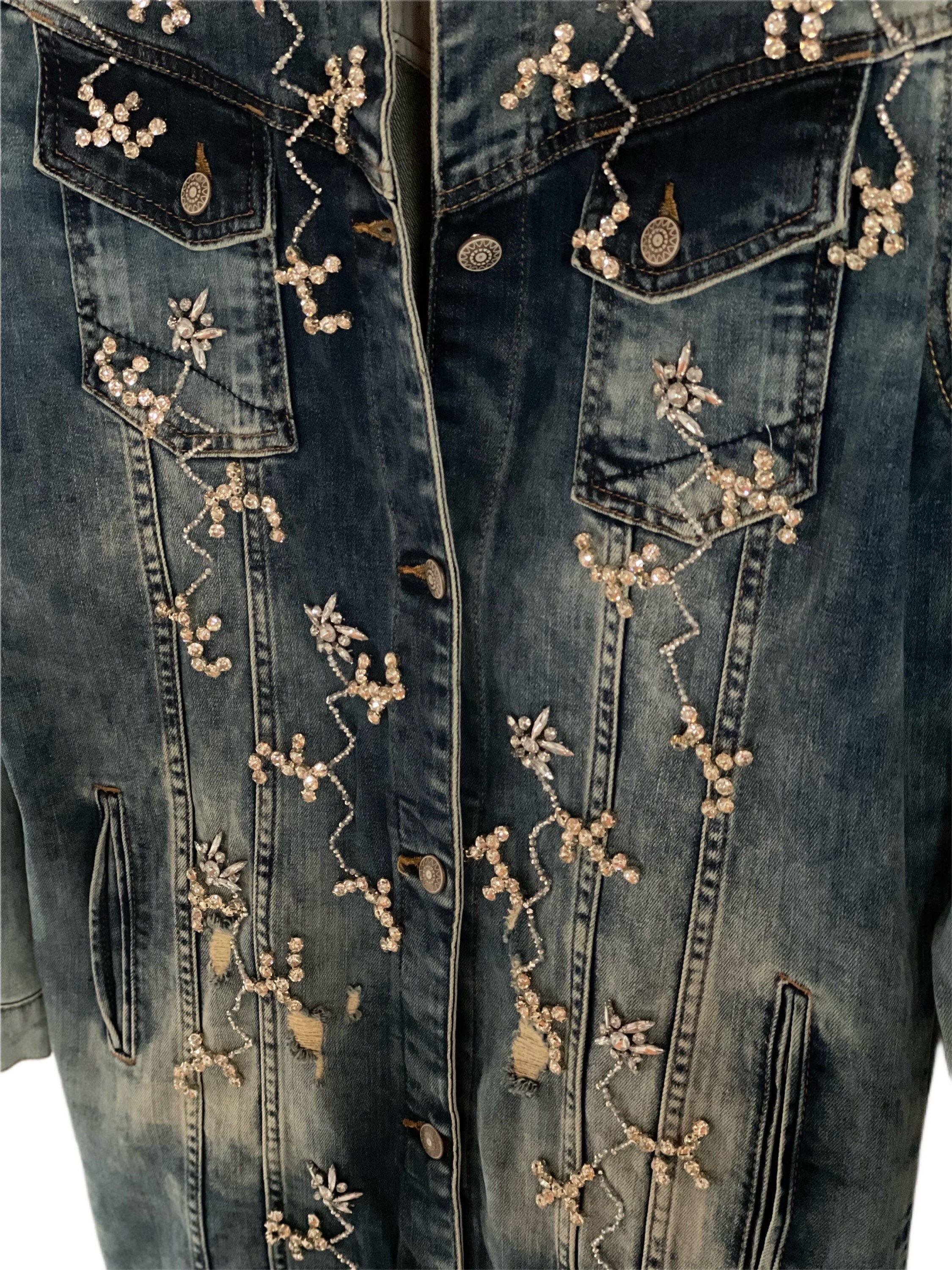 Erzelia Rhinestone Denim Jacket Blue Jean main image 0