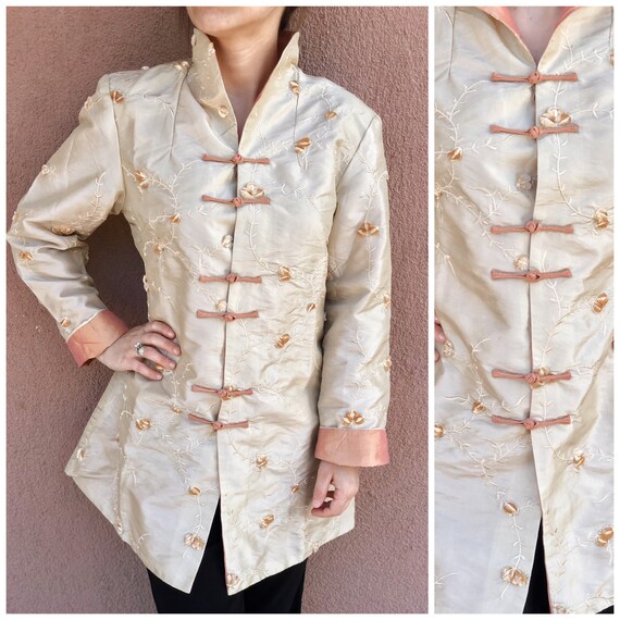 Satin Vintage Kimono,Buttoned Kimono,Cheongsam Kim