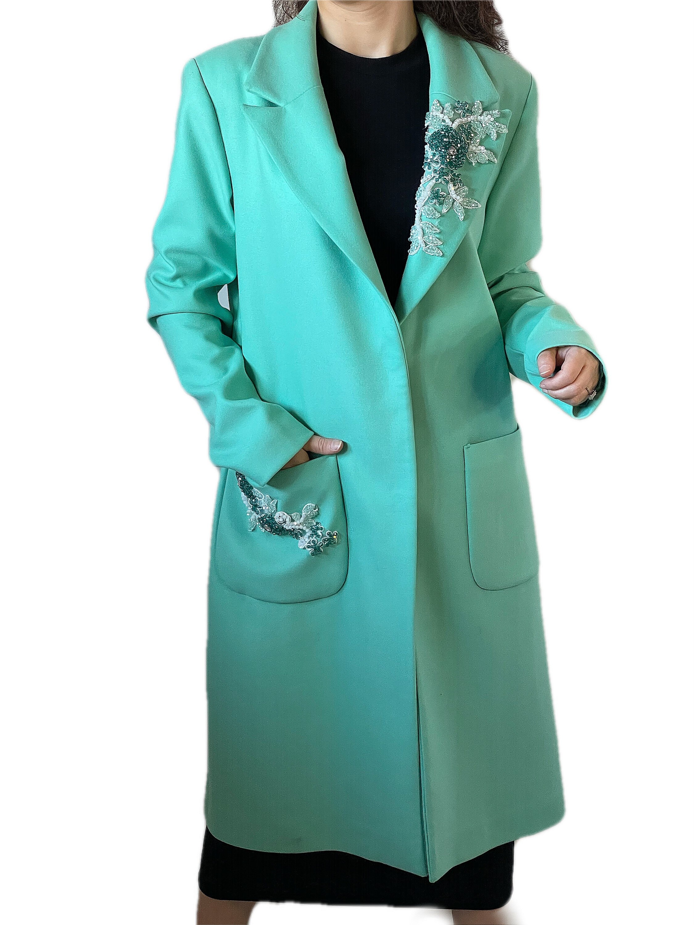 aqua green coat