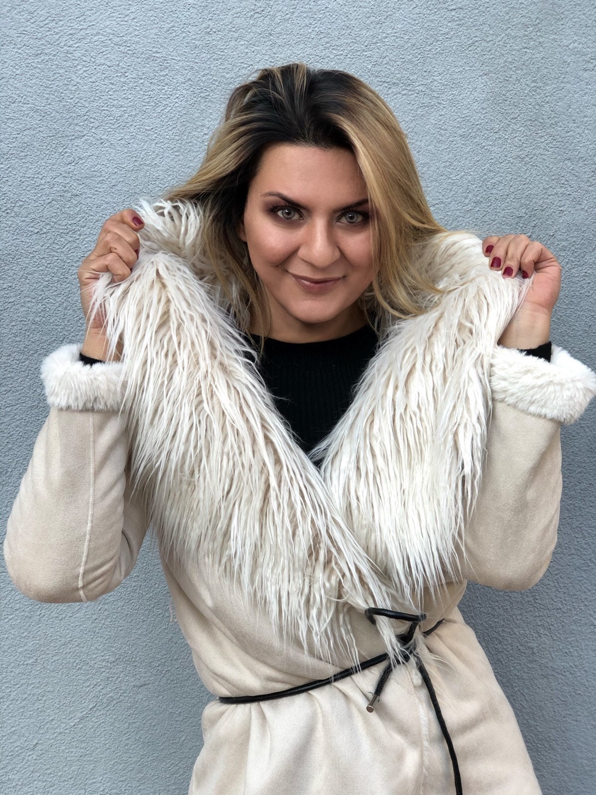 Shaggy Faux Fur Coat - Etsy Canada