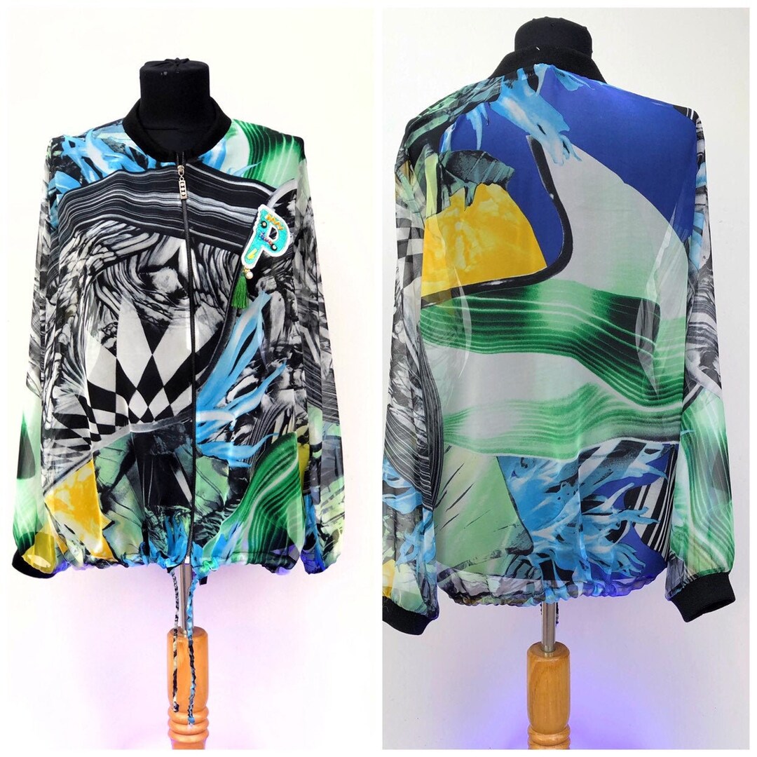 Colorful Tulle Zippered Summer Jacket, Vintage Style Jacket