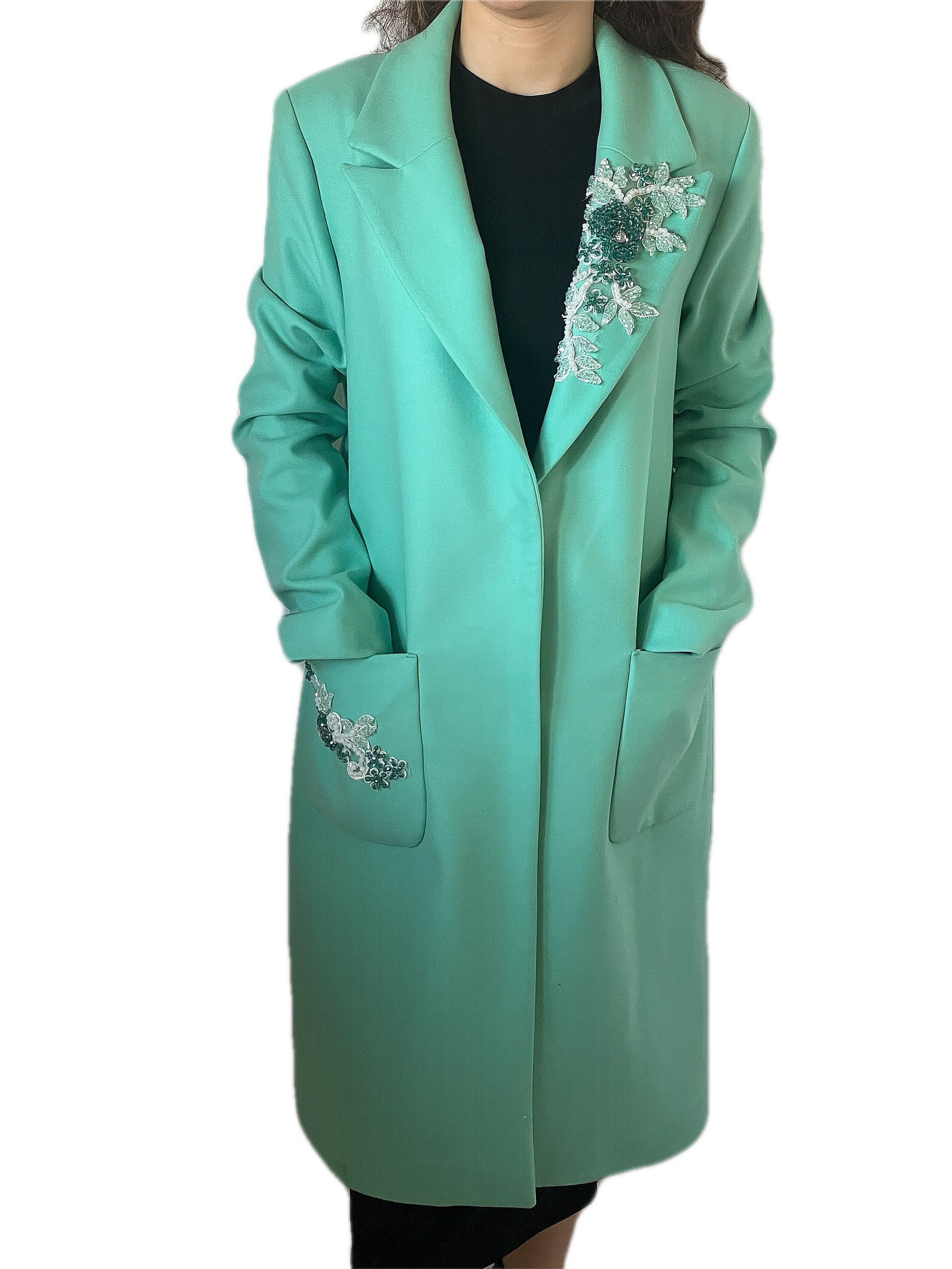 aqua green coat
