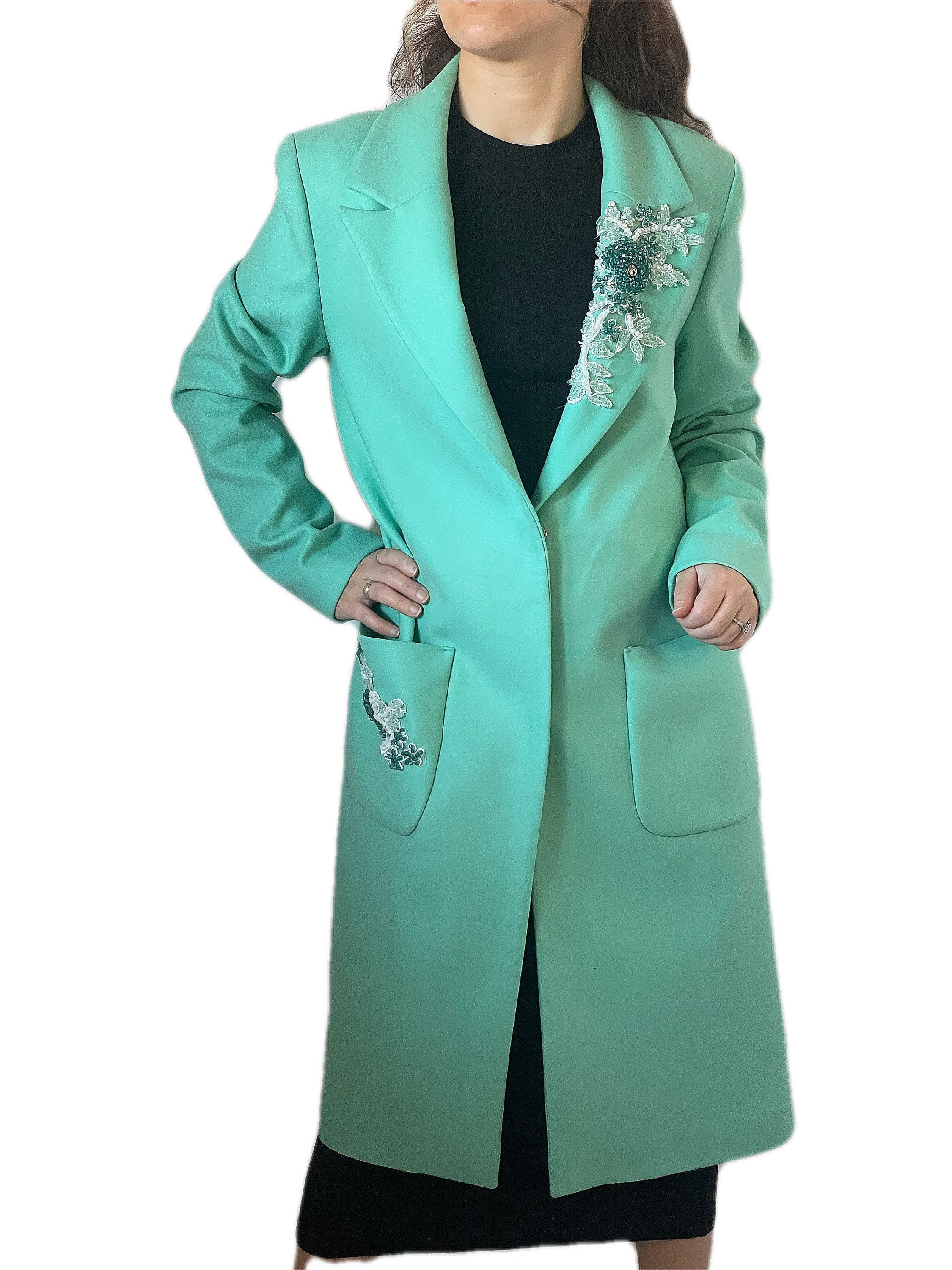 aqua green coat