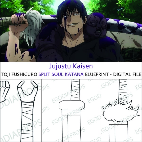 Jujutsu Kaisen - Toji Fushiguro Split Soul Katana - Cursed Sword Blueprint for cosplay