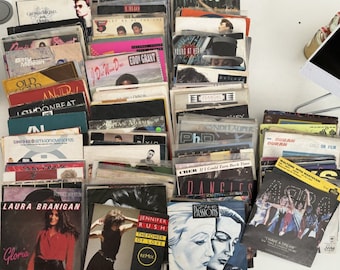 Mehr als 180 Stück 7-Zoll-Schallplatten, verschiedene Vinyl-Schallplatten, Hits und Klassiker der 80er Jahre