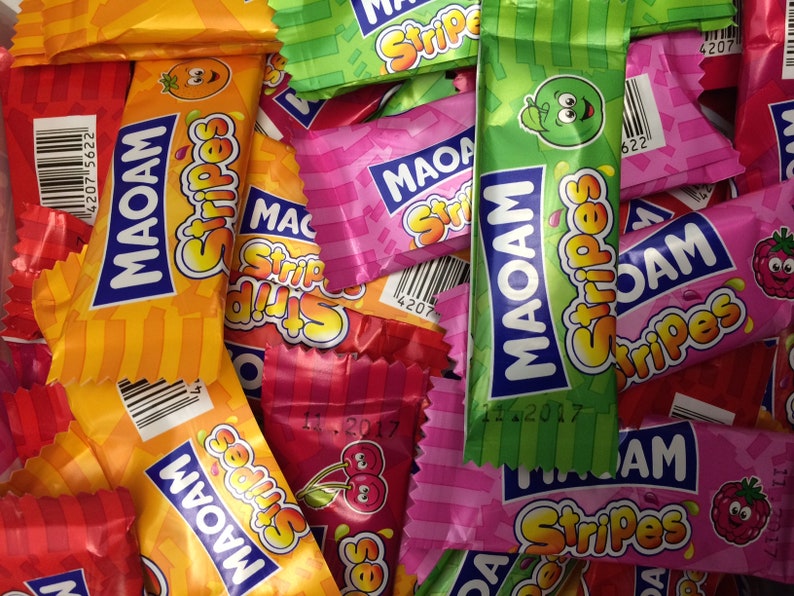 100 x Haribo Maoam Stripes by Diamond Sweets Choose Your Own Flavour, Strawberry, Raspberry, Orange, Apple, Cherry or Random Mix image 1