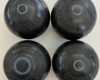 Vintage thomas taylor size 5 bowls indoor long & short matt or outdoor blue ring