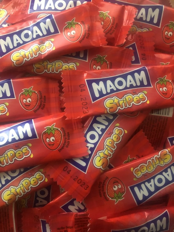 100 X Haribo Maoam Stripes MIXED Flavours, Strawberry, Apple