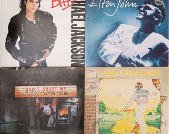 4 x Vintage-LPs-Vinyl-Schallplatten, verschiedene Jobs, Michael Jackson, Elton John Vinyls