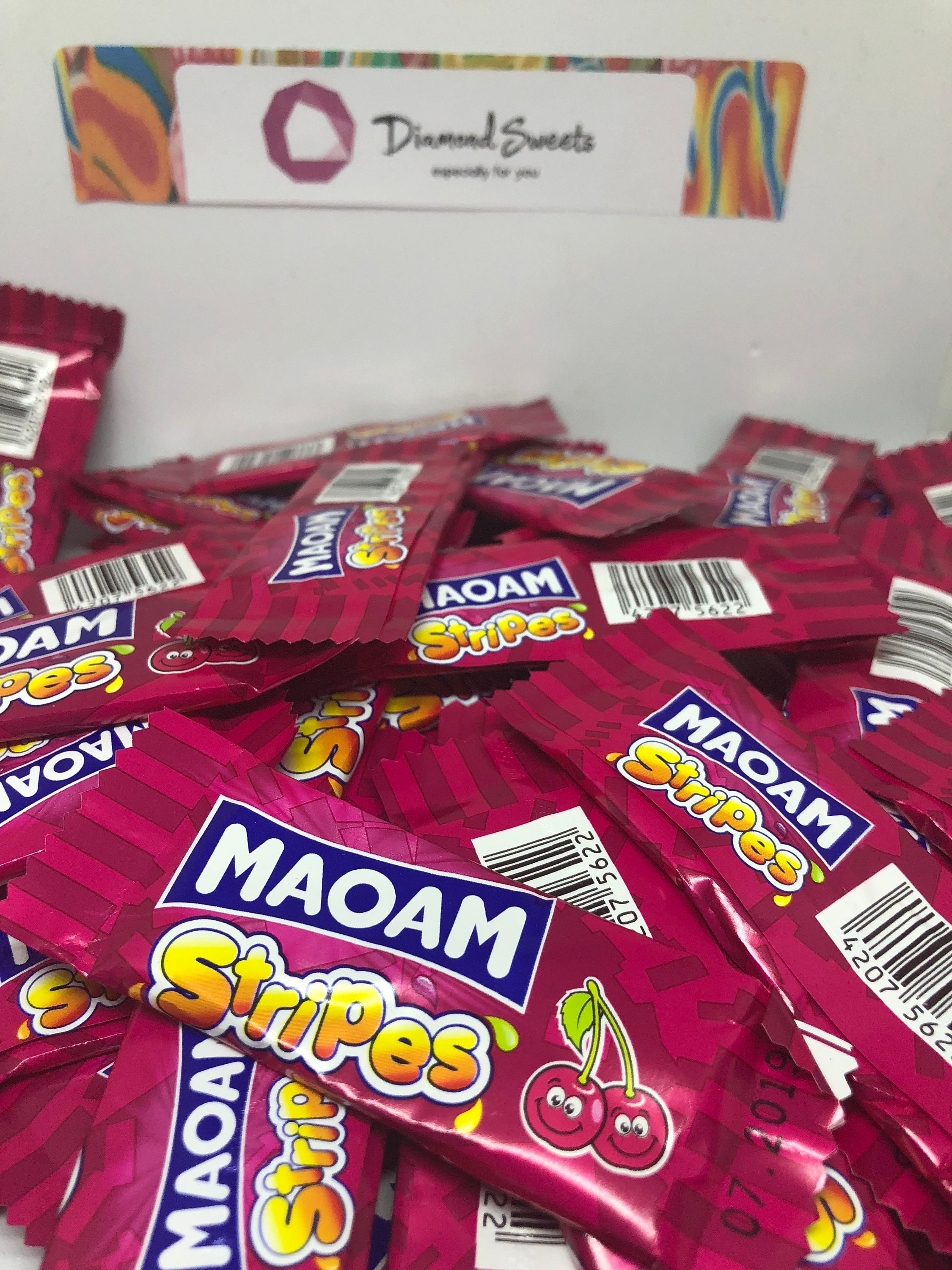 100 X Haribo Maoam Stripes by Diamond Sweets Choose Your Own Flavour,  Strawberry, Raspberry, Orange, Apple, Cherry or Random Mix 