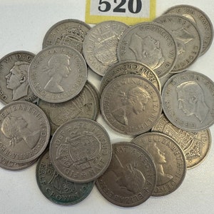 19 x old half crown coins, bulk coins, various dates / conditions / unchecked