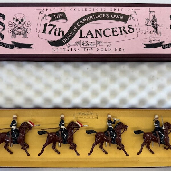 Britains 8806 duke of cambridge 17th lancers mounted toy soldier figure set rare
