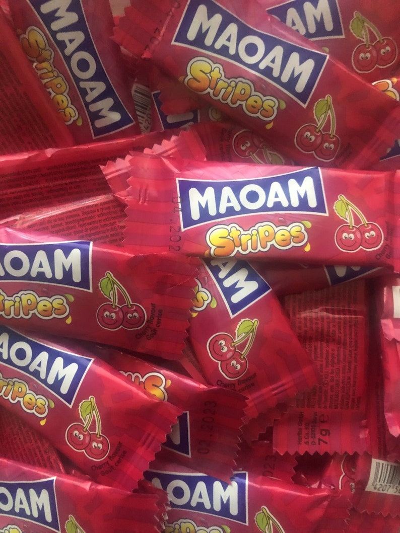 20 x Haribo Maoam Stripes CHERRY Flavour image 1