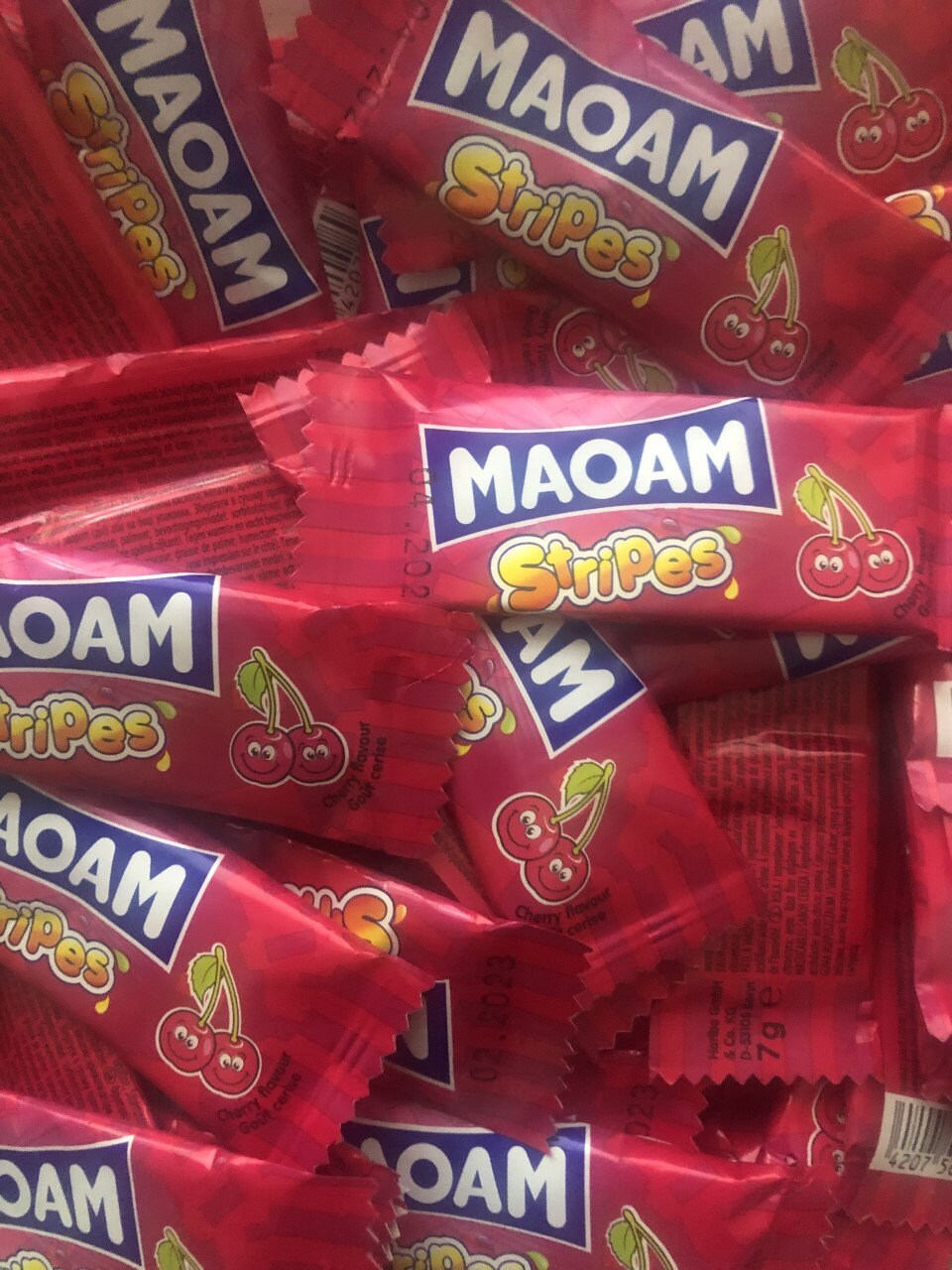 250 X Haribo Maoam Stripes CHERRY Flavour Etsy