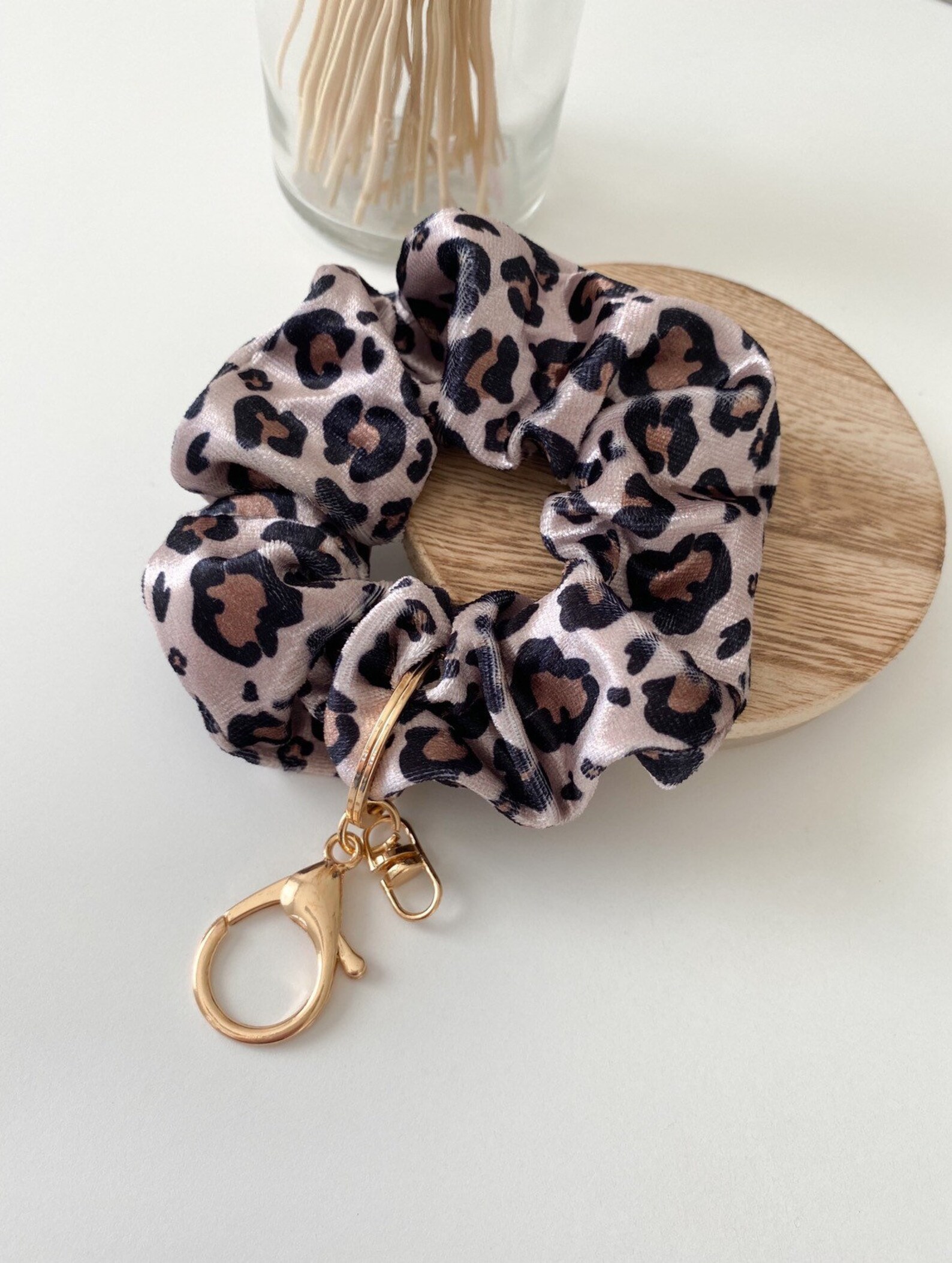 Cheetah Scrunchie Keychain Scrunchie Keychain Scrunchie Etsy