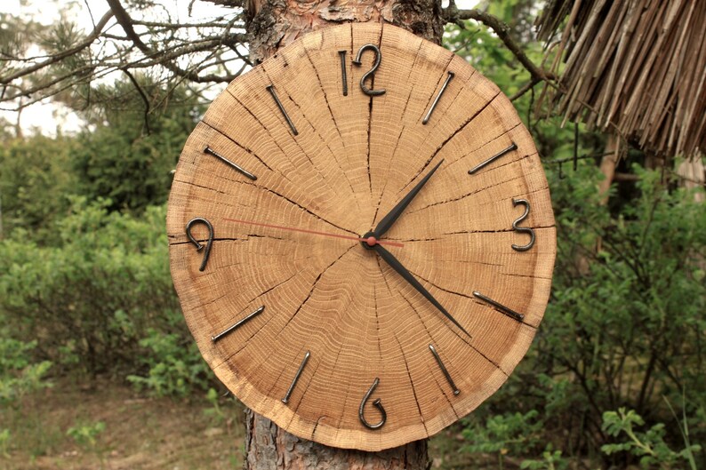 Unique clock wall Oak old tree stump Natural wooden trunk Etsy