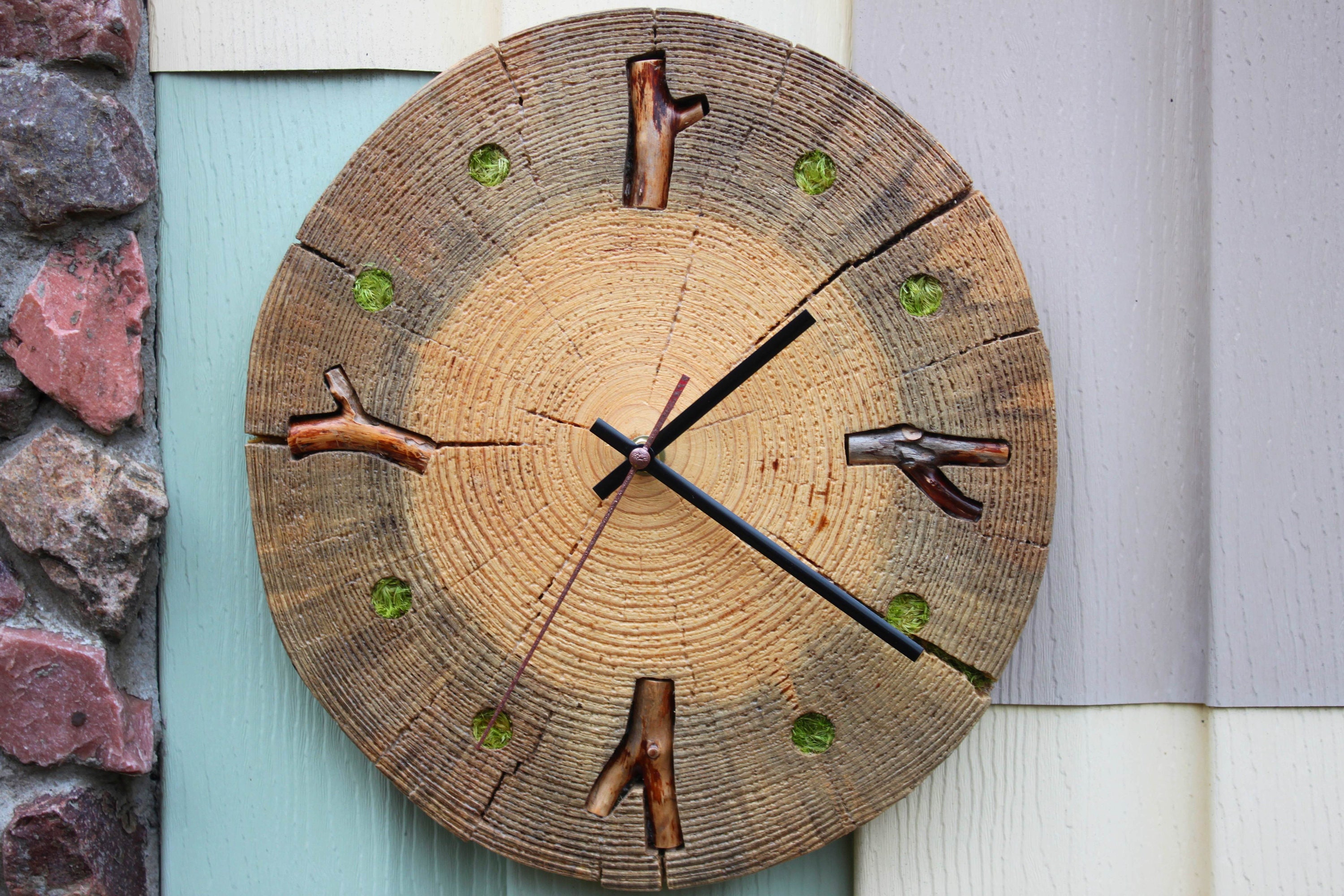 Slice Pine Wall Clock Unique wood clock Natural 100 tree Etsy