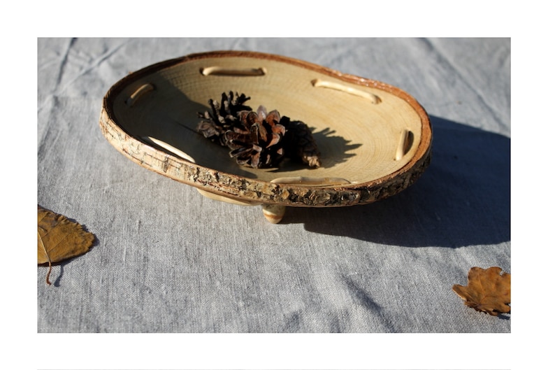 Wooden Bowl slices of birch Platter Bowl slice Natural bark Home Decor Hand made wooden Eco Friendly Decor Small Bowls Wood slice