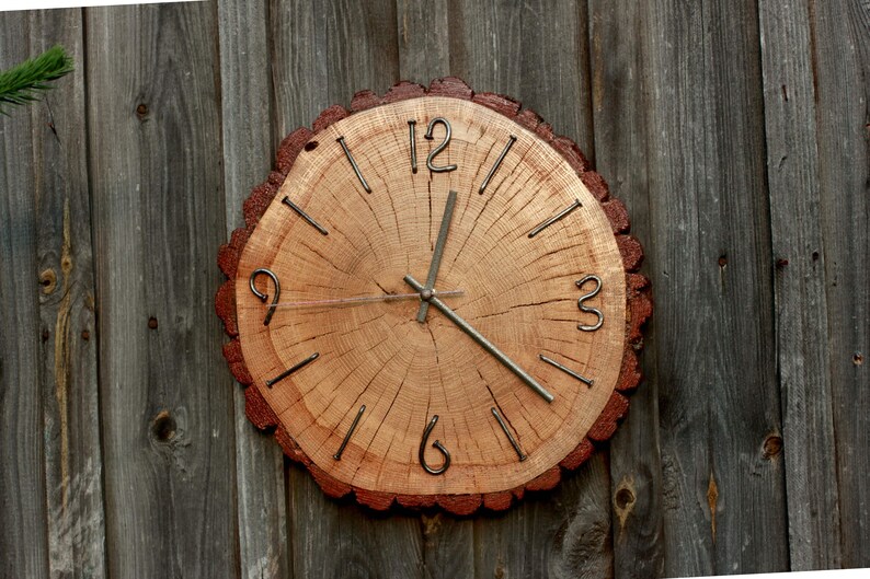 Unique clock wall Oak old tree stump Natural 100 wooden Etsy