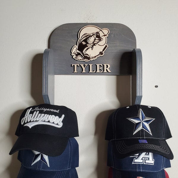 Custom Cap Rack for 20 Caps, Hat Rack, Carved Cap Rack, Personalize Cap Rack, Baseball Cap Rack, Christmas Gift , Gifts for all Ocassion