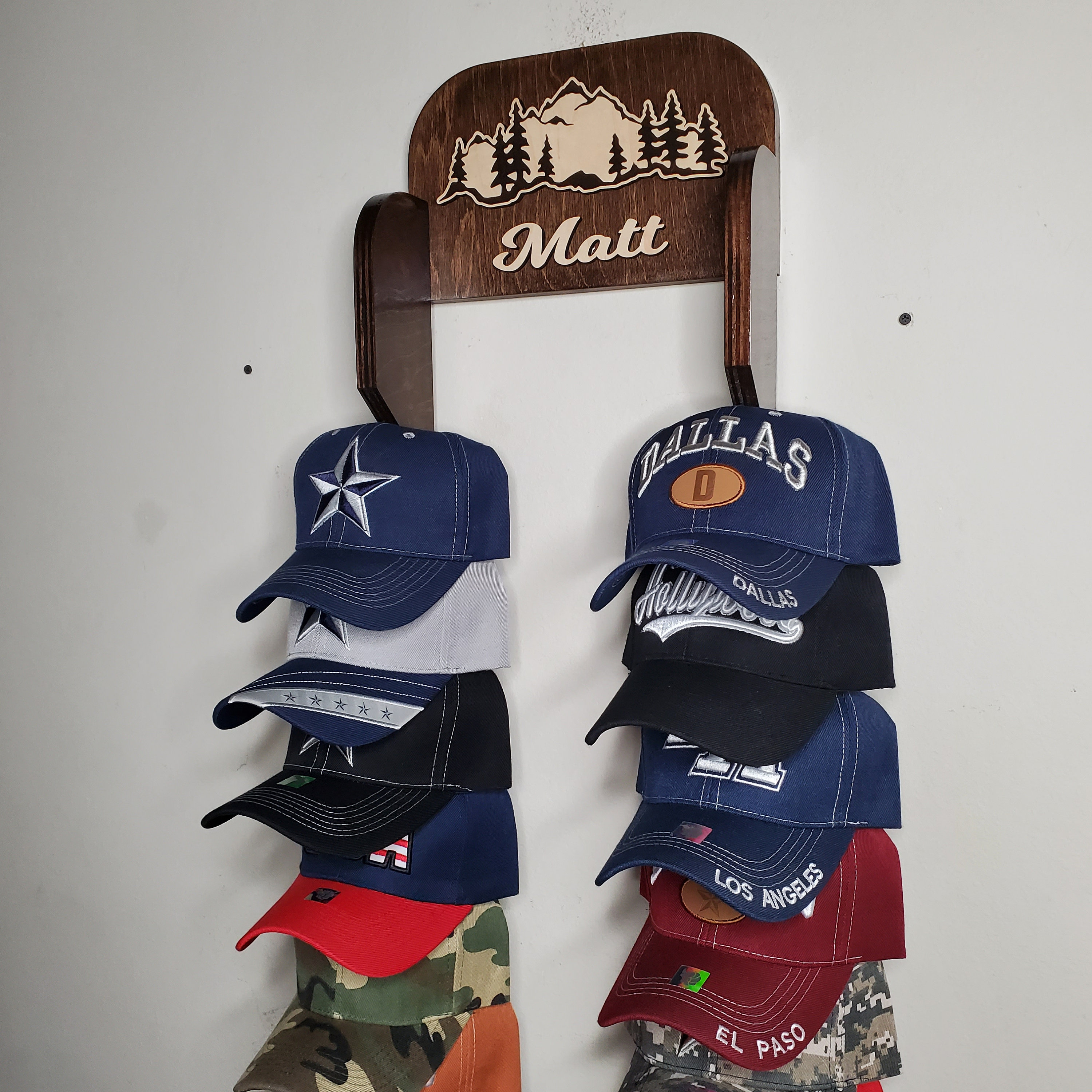 Cap Rack Drawong Personalized Cap Rack, Holds 20 Baseball Caps, Custom Logo - Etsy