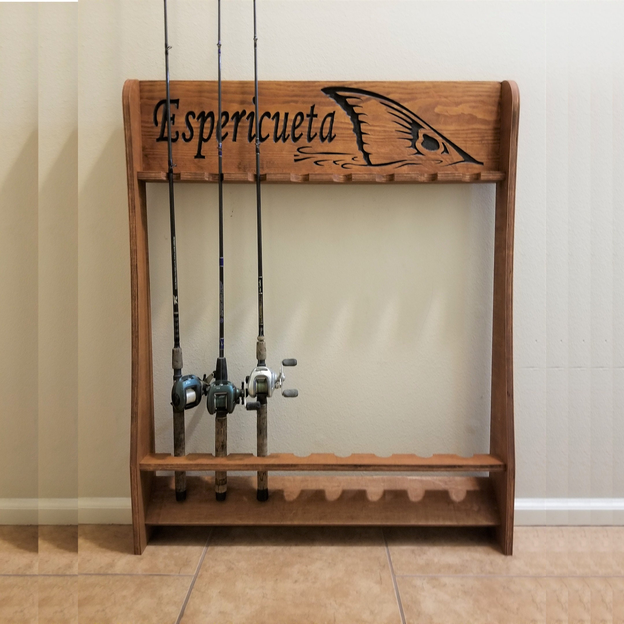 Wooden Fishing Rod Holder 