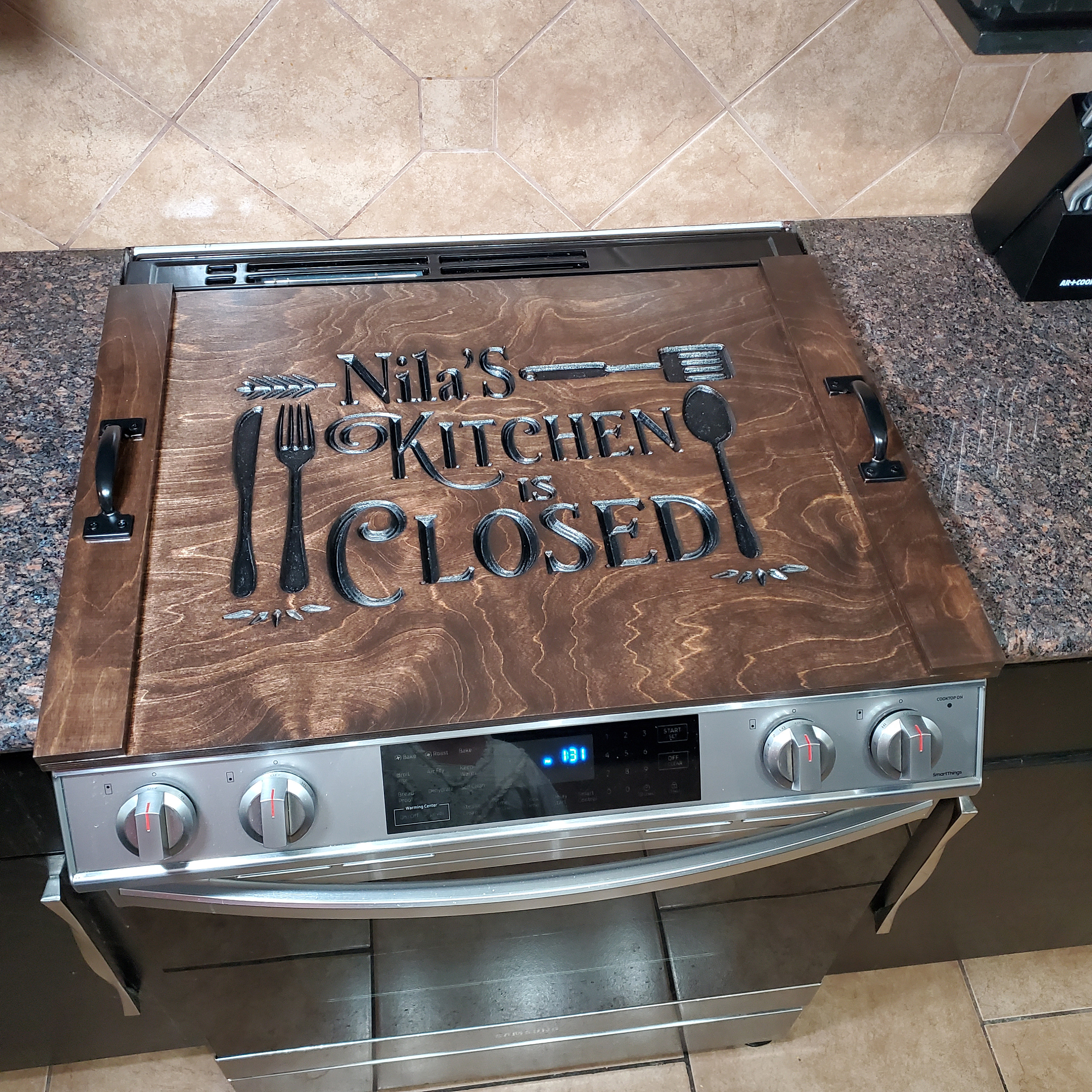Stove Cover Top, Carved Stove Cover Top, Kitchen Decor, Handmade Noodle Board, Wedding Gift, Farmhouse Kitchen Decor, Electric Stove Cover